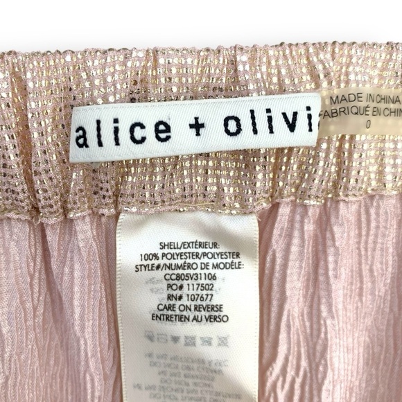Alice and Olivia Pants Wide Leg Metallic Gold Pleated Cropped Ankle Pants - Picture 12 of 13